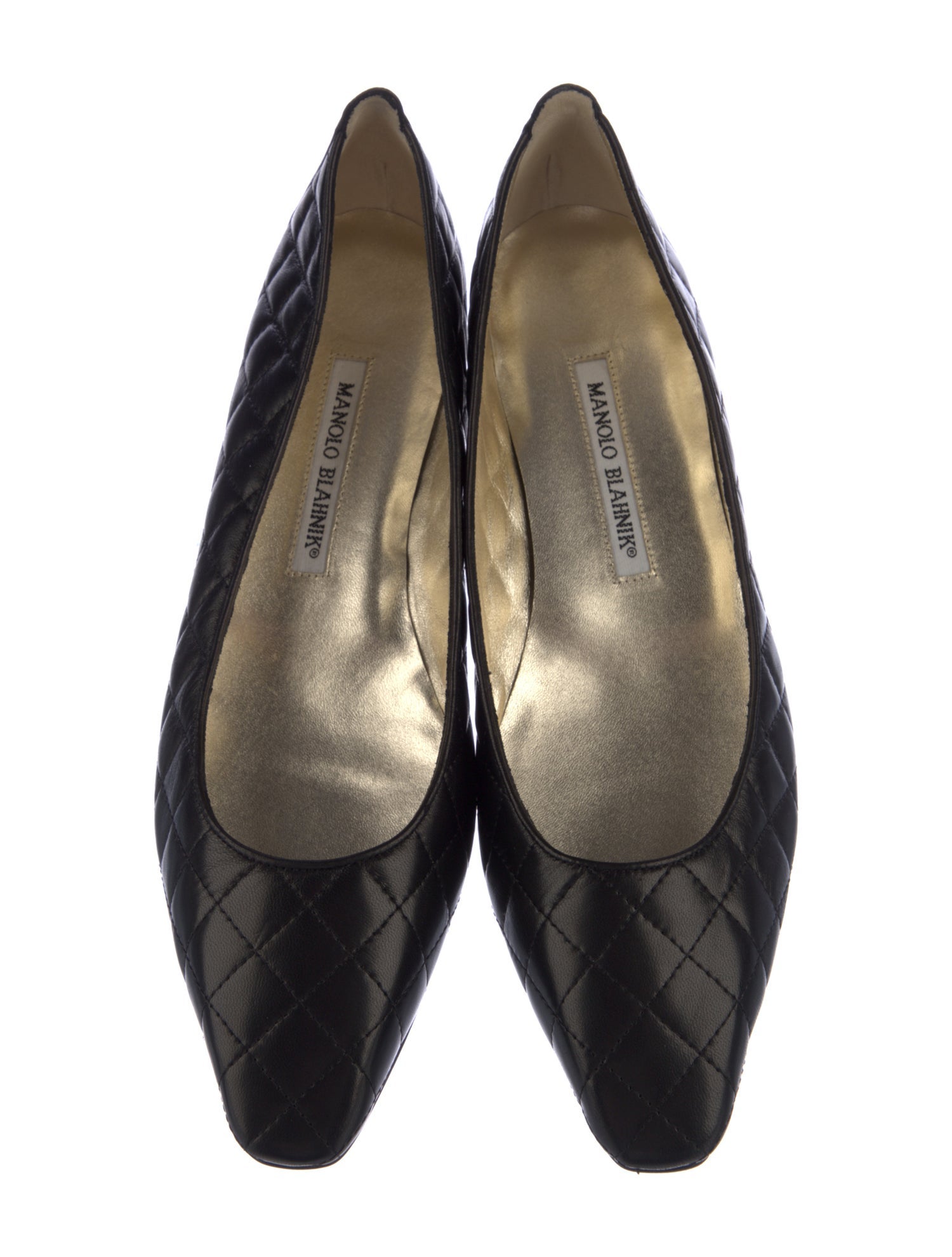Manolo Blahnik Quilted Pattern Leather Ballet Flats